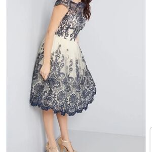 Modcloth (chi chi london) Lace dress (Navy and cream)